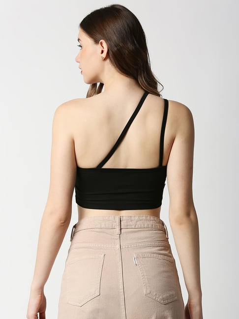 One strap cheap black crop top