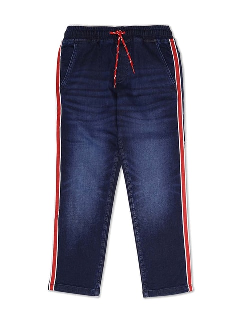 United Colors of Benetton Kids Navy & Red Cotton Washed Jeans