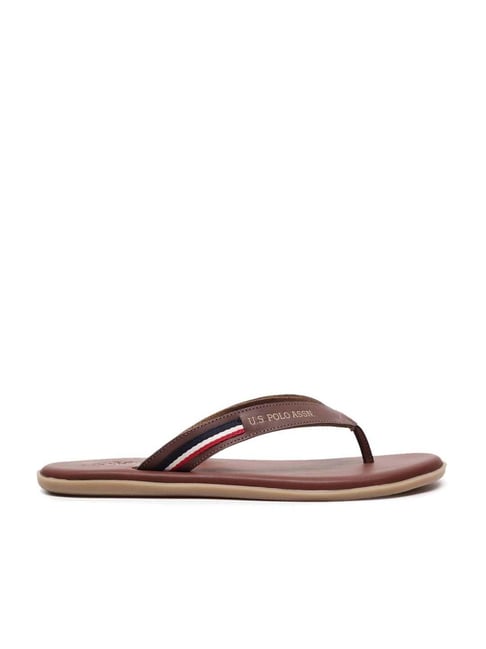 U S Polo Assn U.S. Polo Assn. Men's WANOR Walnut Brown Thong Sandals