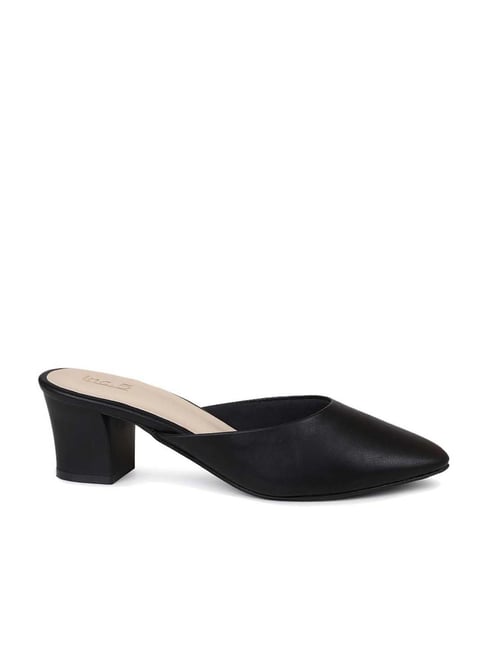 Womens Black Patent Leather Mule Heels