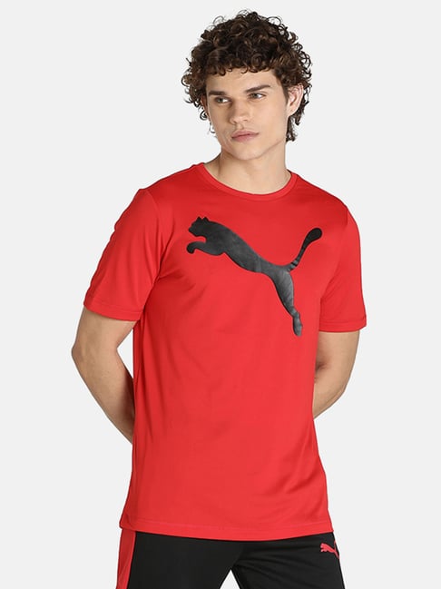 Puma Red Regular Fit Printed T-Shirt