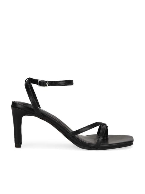 Truffle Collection Women's Ink Black Ankle Strap Stilettos