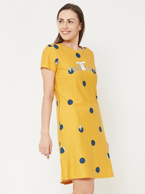 Sweet Dreams Mustard Polka Dot Night Dress