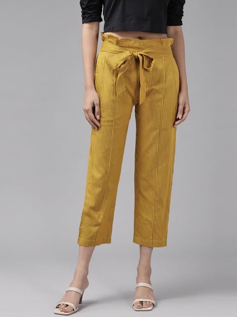 YASH GALLERY Yellow Printed Pants-picture-32