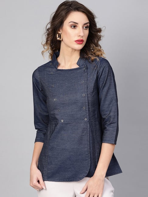 Retro Denim Shirt Women 2024 Spring Blusas Long Sleeve Shirts Tops Jeans  Patchwork Vintage Blouses Casual Female Clothing Tunic