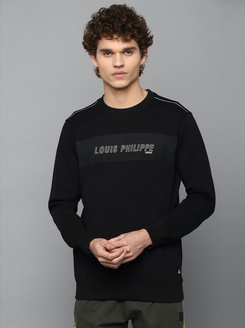 Louis Philippe Black Cotton Regular Fit Printed SweatShirt-picture-10