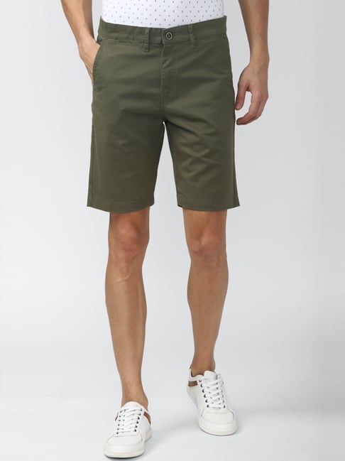 Peter England Green Cotton Regular Fit Shorts-picture-26