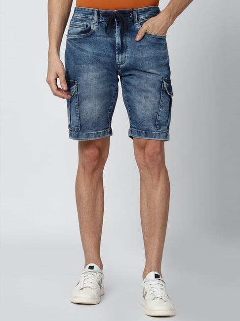 Peter England Navy Cotton Regular Fit Denim Shorts-picture-27