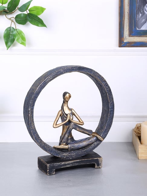 Tayhaa Brown & Grey Resin Circle Of Life Yoga Statue-picture-21
