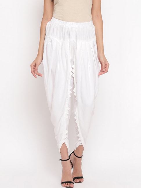 White Elasticated-waist Cotton Dhoti Pants by Jaypore | Dhoti pants, Dhoti,  Trendy clothes for women