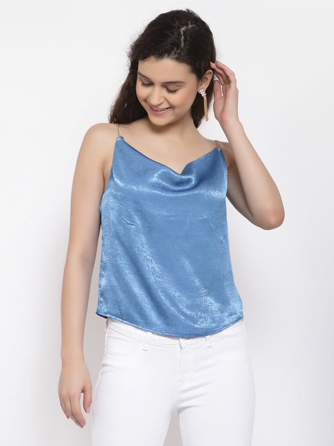 IKI CHIC Blue Spaghetti Top Price in India