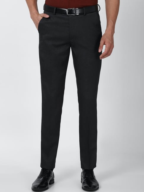 Peter England Black Slim Fit Trousers-picture-40