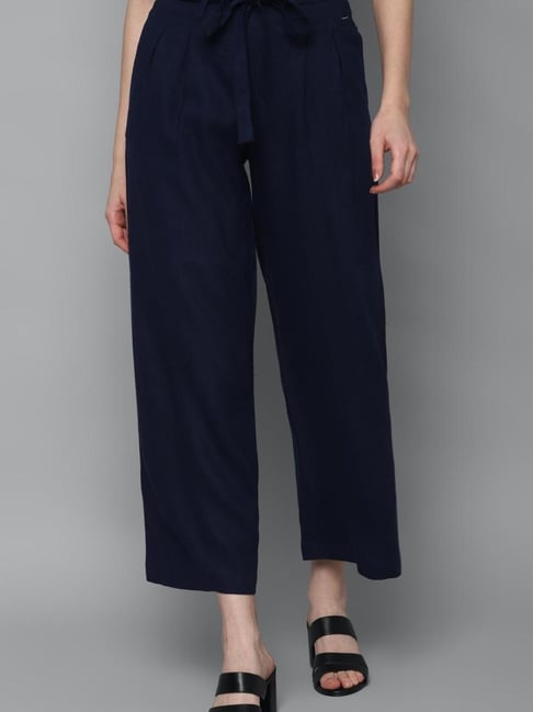 Allen Solly Navy Straight Fit Trousers-picture-40