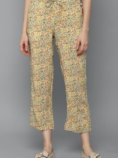 Buy Leriya Fashion Womens Wide Leg Pants Flowers Floral Print Drawstring  Loose Long Trousers  Leggings XSmall Blue at Amazonin