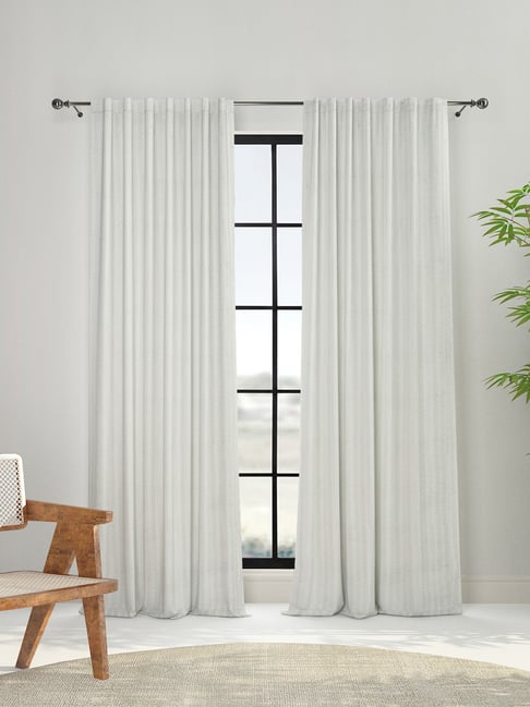 Fabindia Home Mihira Printed Teal Linen Long Door Curtain (9ft)-image-37