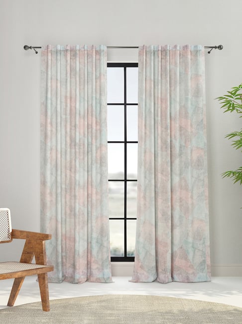 Fabindia Home Symphony Printed Blue Linen Long Door Curtain (9ft)-image-38