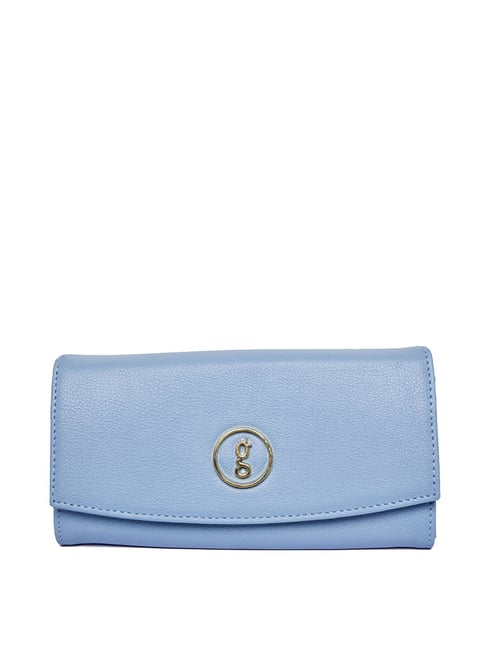 Global Desi Blue Solid Bi-Fold Wallet for Women