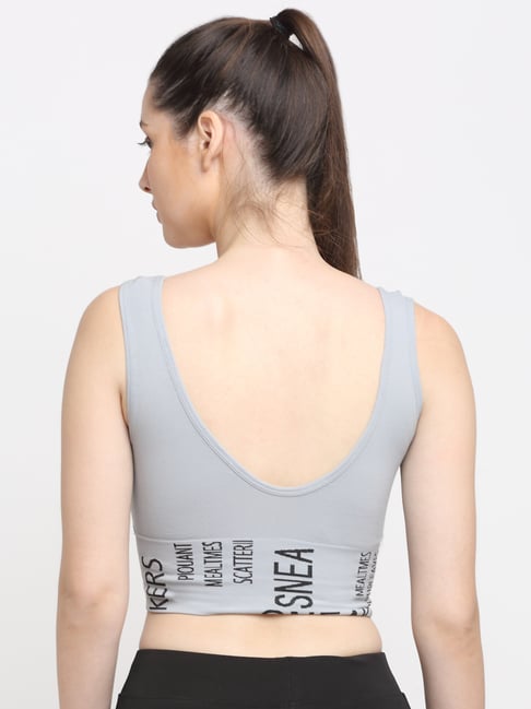 Friskers Grey Printed Sports Bra