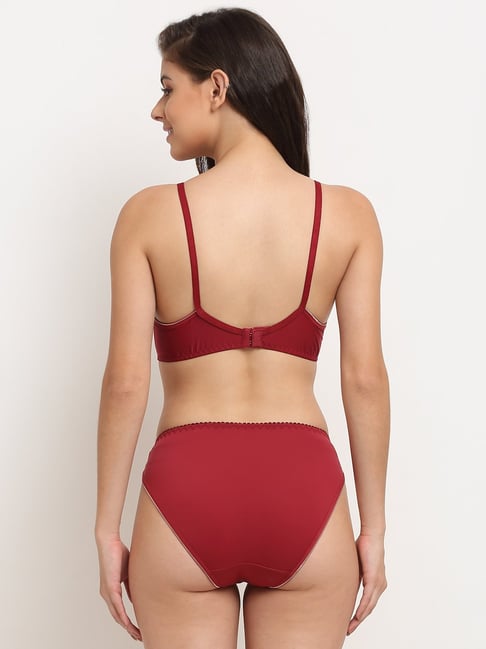 Buy Friskers Maroon Self Design Bra & Panty Set for Women's Online @ Tata  CLiQ