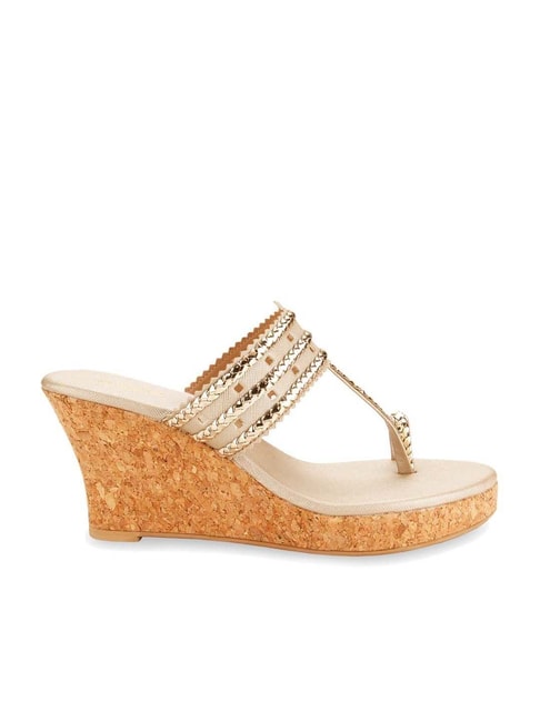 Rocia by Regal Women's Golden Toe Ring Wedges Price in India