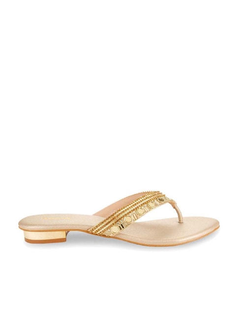 Rocia by Regal Women's Golden Thong Sandals Price in India