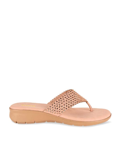 Rocia by Regal Women's Peach Thong Wedges Price in India