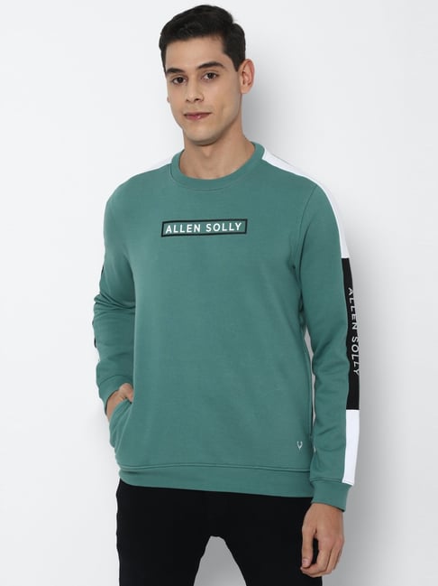 Allen Solly Green Cotton Regular Fit Printed SweatShirt-picture-37