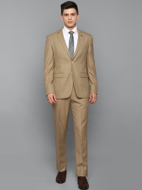 Buy Men Khaki Slim Fit Solid Party Three Piece Suit Online  888498  Allen  Solly