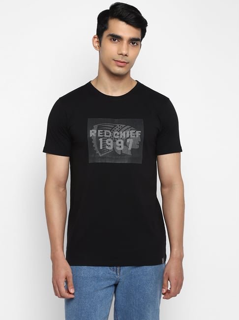 Buy Red Chief Jet Black Jersey Printed T-Shirt for Men Online @ Tata CLiQ