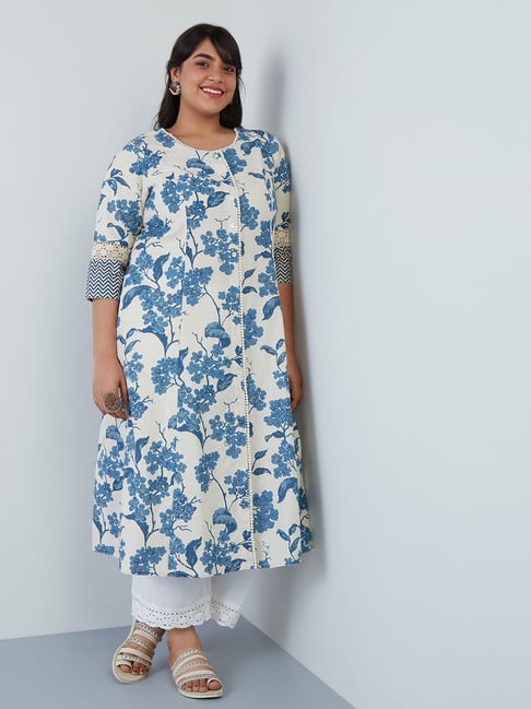 Diza Curves by Westside Blue Floral A-Line Kurta Price in India