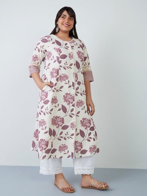 Diza Curves by Westside Purple Foliage-Themed A-Line Kurta Price in India