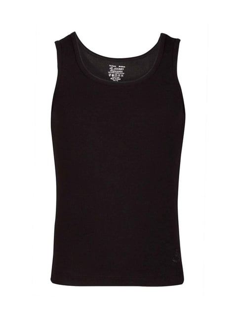 Jockey Kids Black Cotton Regular Fit Tank Top (Pack of 2)