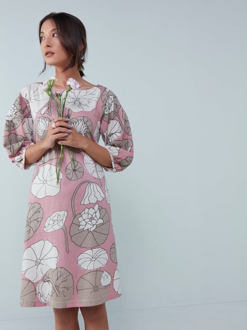 Bombay Paisley by Westside Dusty Pink Floral Design Dress Price in India