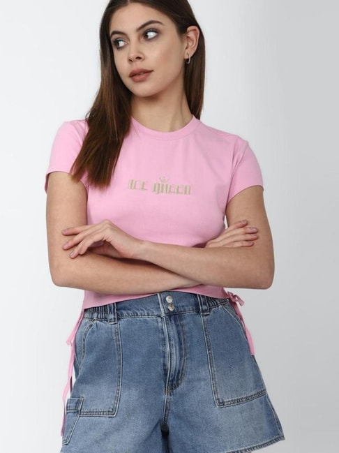 Forever 21 Pink Embroidered Top Price in India