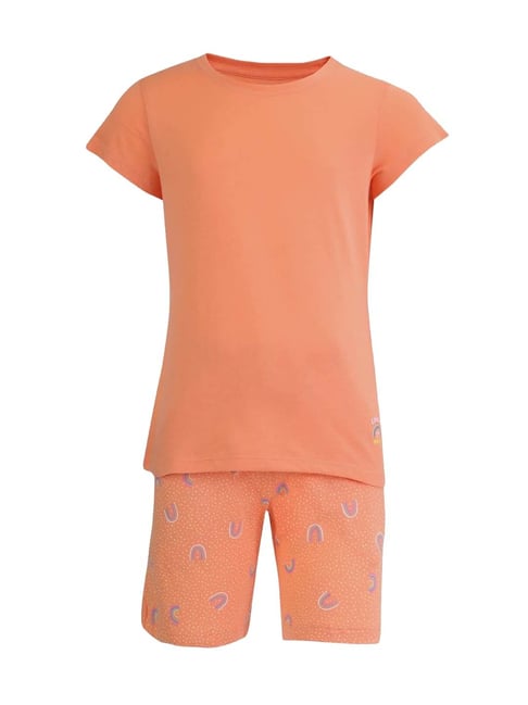 Buy Jockey Kids Orange Cotton Regular Fit Top Set for Girls