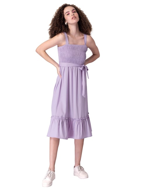 FabAlley Lilac Strappy Tierd Midi Dress Price in India