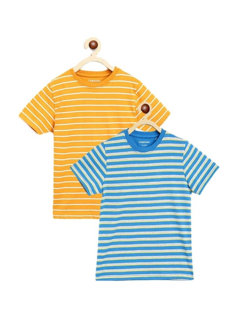 Blue and yellow striped hotsell t shirt