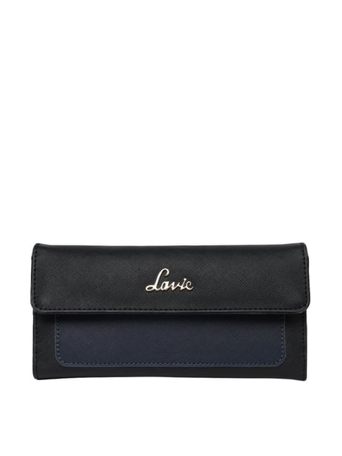 Lavie Black Solid Tri-Fold Wallet for Women