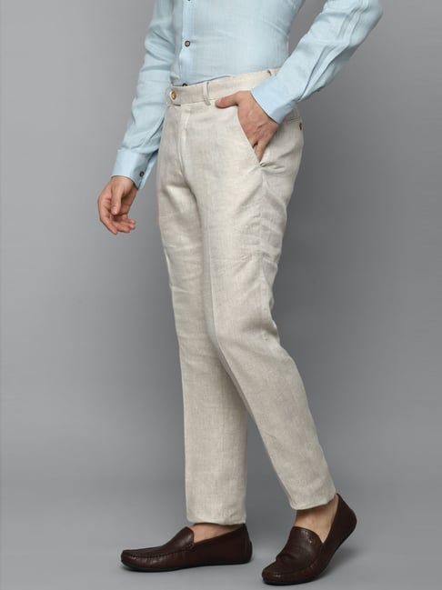 Buy LOUIS PHILIPPE White Solid Linen Slim Fit Mens Trousers  Shoppers Stop