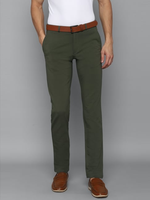 Buy Men Green Slim Fit Textured Casual Trousers Online  851648  Allen  Solly