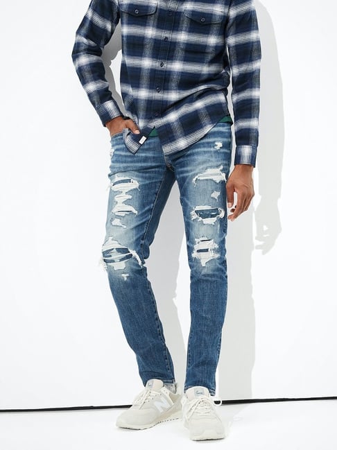 Buy American Eagle Outfitters Blue Skinny Fit Distressed Jeans for Mens  Online @ Tata CLiQ