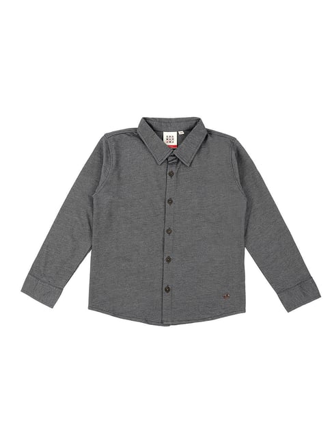 Ed-a-Mamma Kids Dark Grey Textured Shirt-image-5