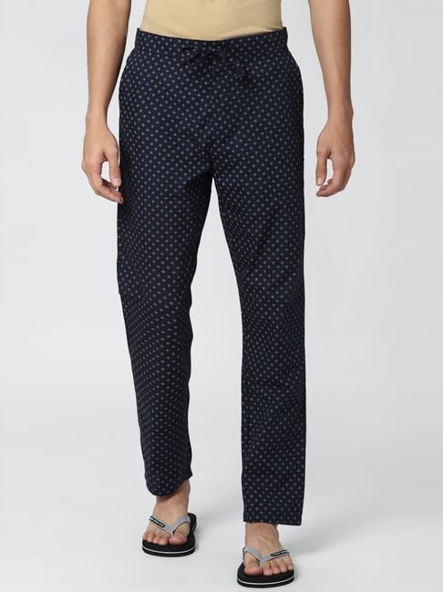 Peter England Navy Regular Fit Printed Nightwear Pyjamas