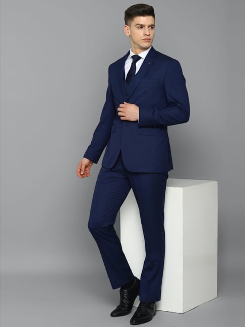 Buy Louis Philippe Navy Three Piece Suit Online - 803925