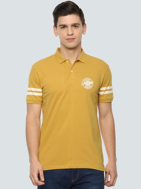 Buy Louis Philippe Jeans Yellow Cotton Slim Fit Printed Polo T-Shirt for  Mens Online @ Tata CLiQ