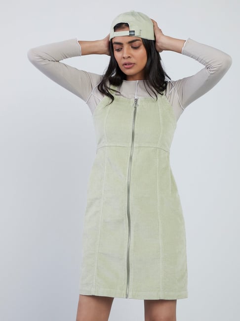 Nuon by Westside Green Corduroy Beniffer Dress Price in India