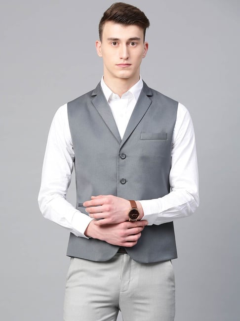 ManQ Medium Grey Sleeveless Waistcoat-picture-37