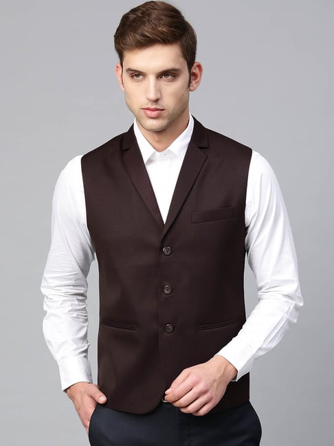 ManQ Burgundy Sleeveless Waistcoat-picture-29