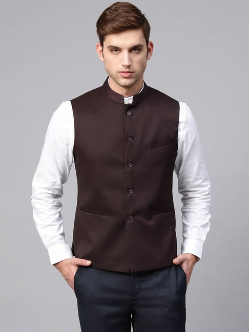 ManQ Burgundy Sleeveless Waistcoat-picture-22