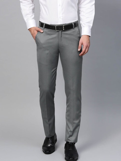 ManQ Charcoal Slim Fit Flat Front Trousers-ManQ-Clothing-TATA CLIQ
